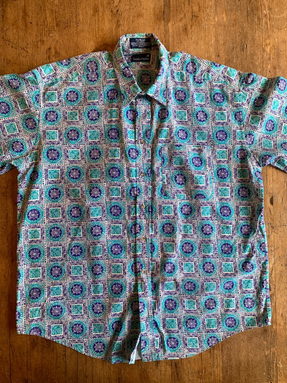Vintage Stanley Blacker Men's Patterned Casual Button Down Shirt